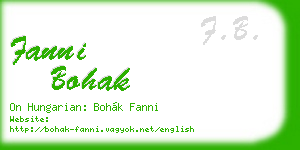 fanni bohak business card