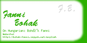 fanni bohak business card